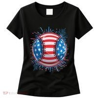USA American Flag Firework Baseball Women's T-Shirt thumb 0