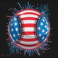USA American Flag Firework Baseball Women's T-Shirt thumb 6
