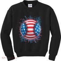 USA American Flag Firework Baseball Kids Sweatshirt thumb 0