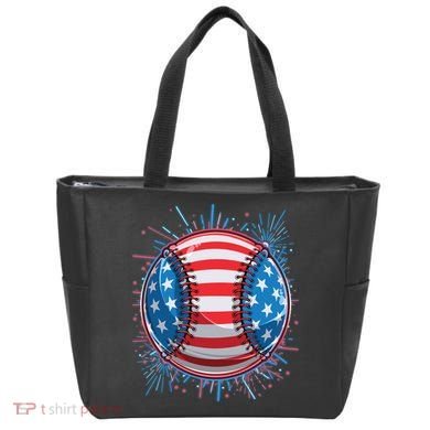 USA American Flag Firework Baseball Tote Bag