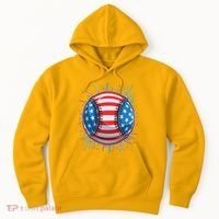 USA American Flag Firework Baseball Hoodie thumb 0