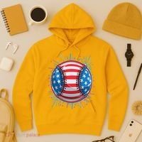 USA American Flag Firework Baseball Hoodie thumb 3