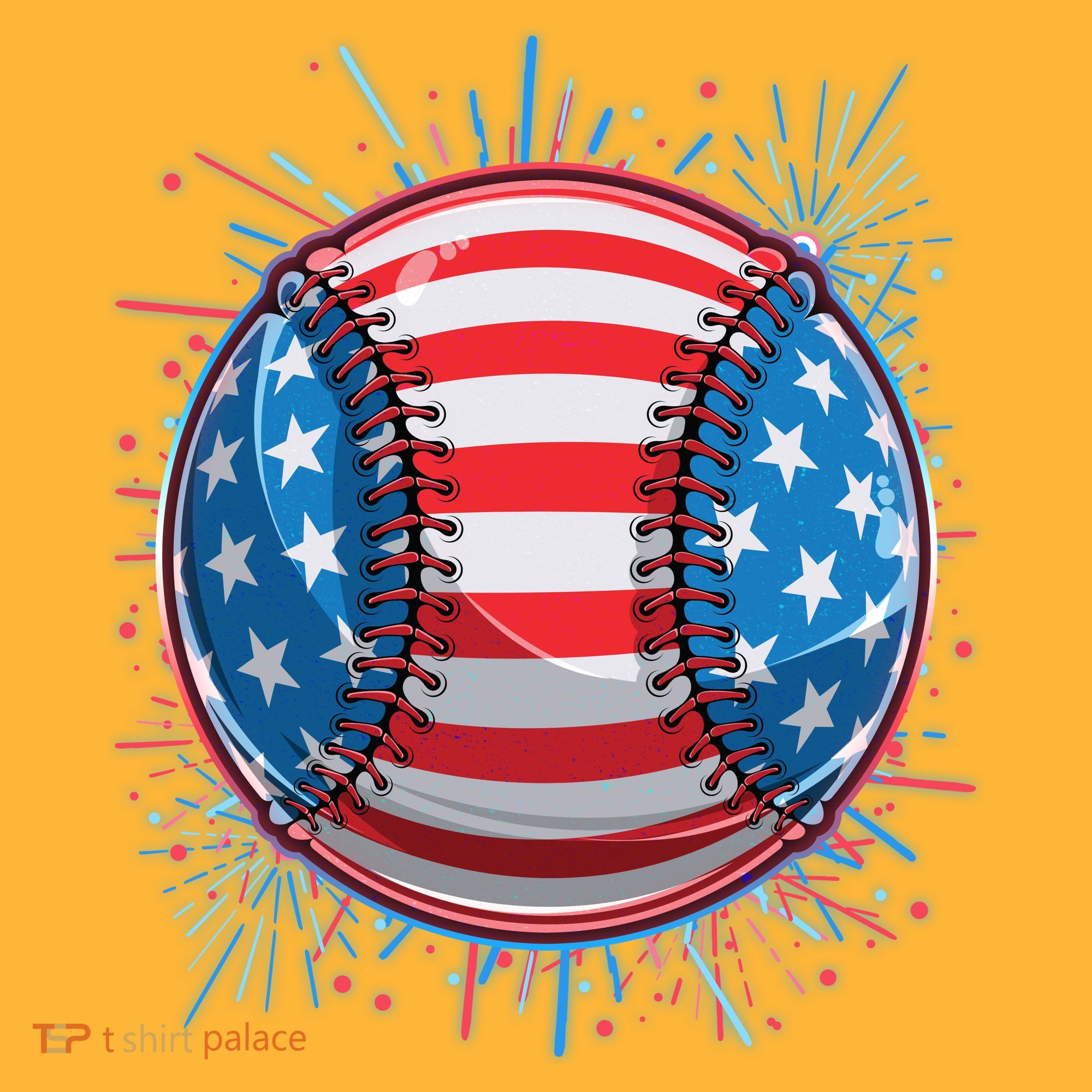USA American Flag Firework Baseball Hoodie