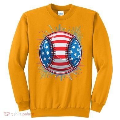 USA American Flag Firework Baseball Sweatshirt