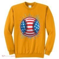 USA American Flag Firework Baseball Sweatshirt thumb 0