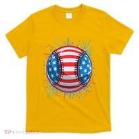 USA American Flag Firework Baseball T-Shirt thumb 0