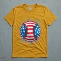 USA American Flag Firework Baseball T-Shirt thumb 5