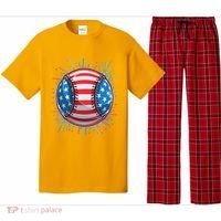 USA American Flag Firework Baseball Pajama Set thumb 0