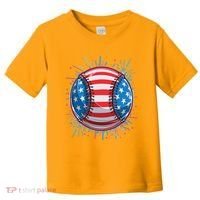 USA American Flag Firework Baseball Toddler T-Shirt thumb 0