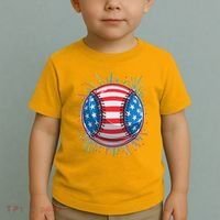 USA American Flag Firework Baseball Toddler T-Shirt thumb 2