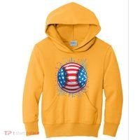USA American Flag Firework Baseball Kids Hoodie thumb 0
