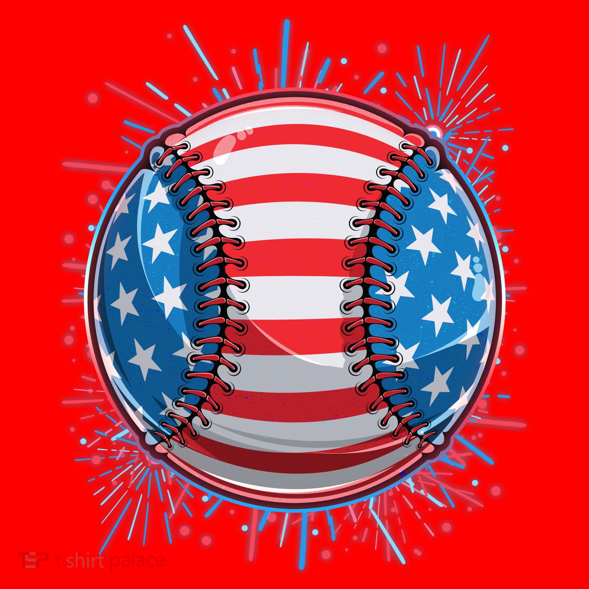 USA American Flag Firework Baseball Santa Hat