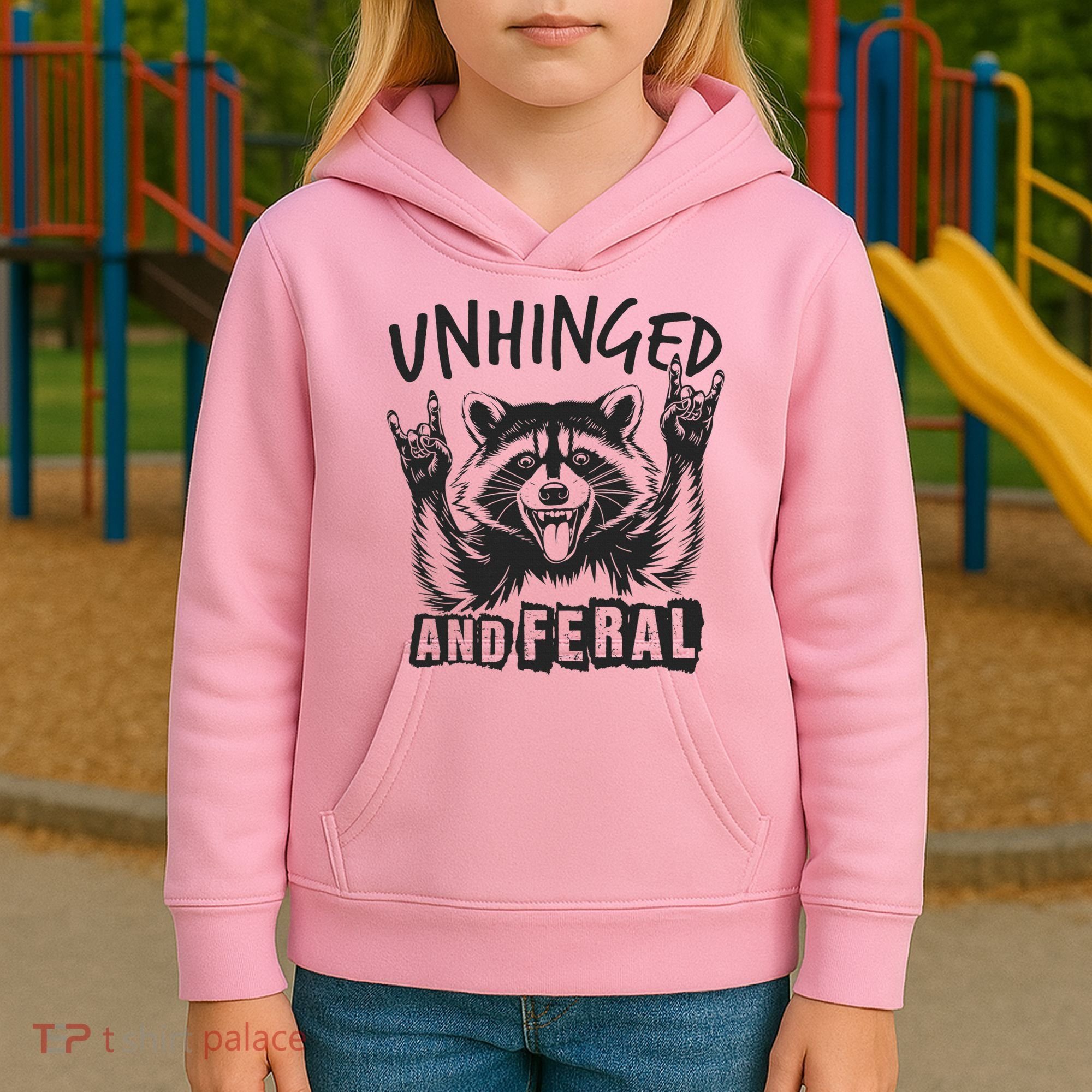 Unhinged and Feral Raccoon  Kids Hoodie