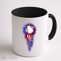 USA American Flag Baseball Star Comet Coffee Mug thumb 1