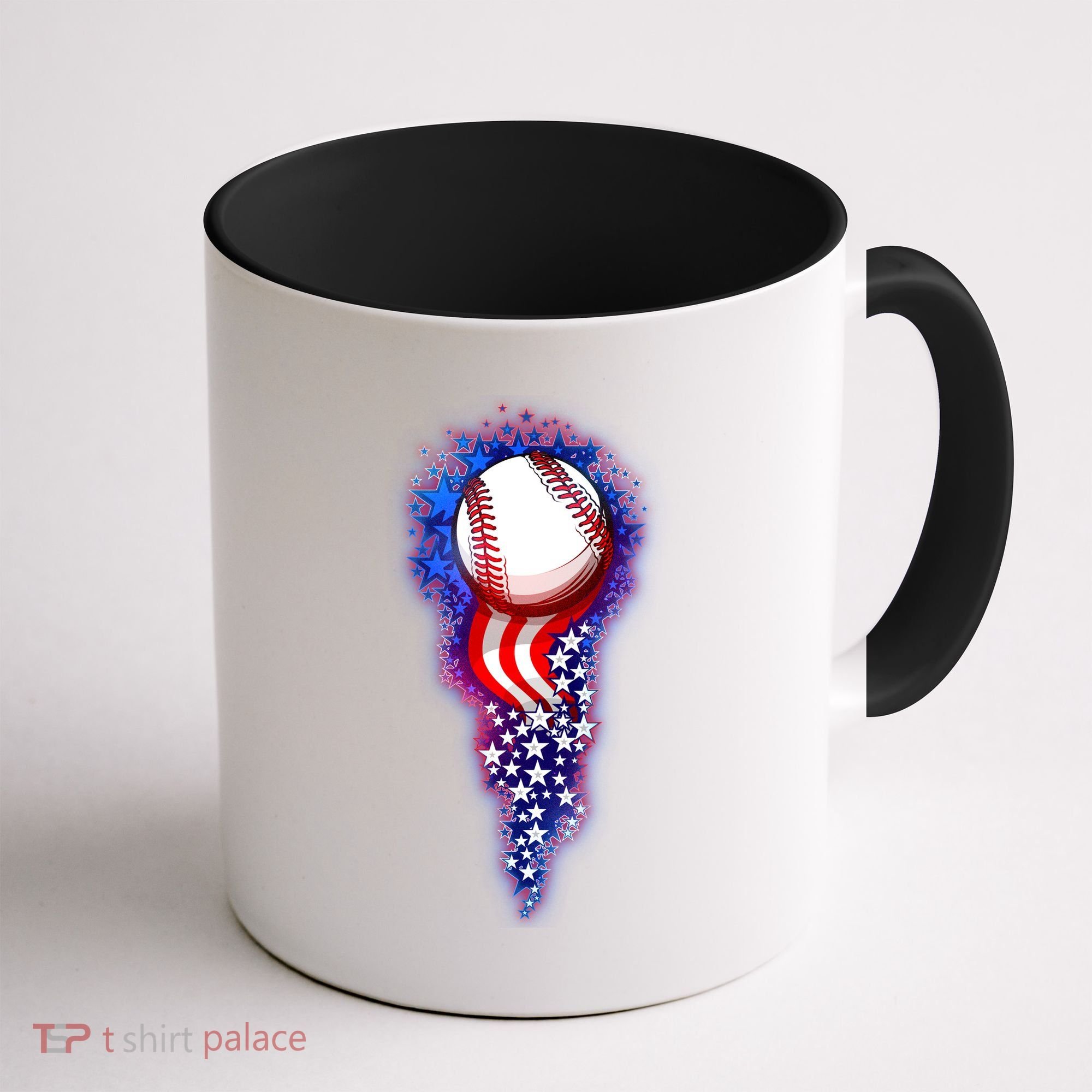 USA American Flag Baseball Star Comet Coffee Mug