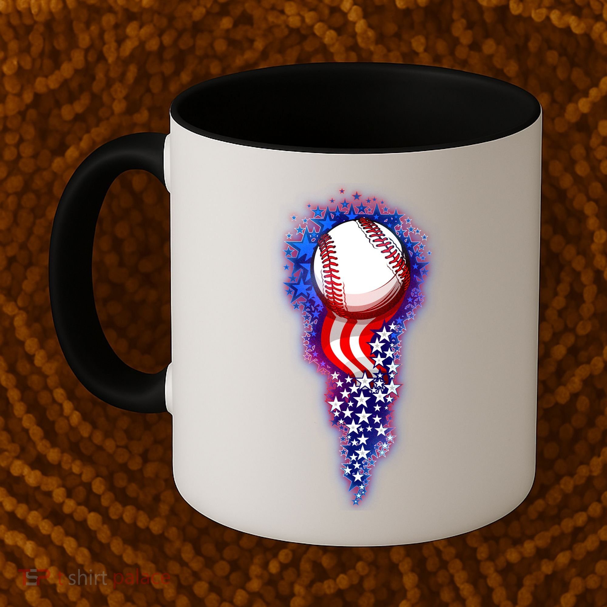 USA American Flag Baseball Star Comet Coffee Mug