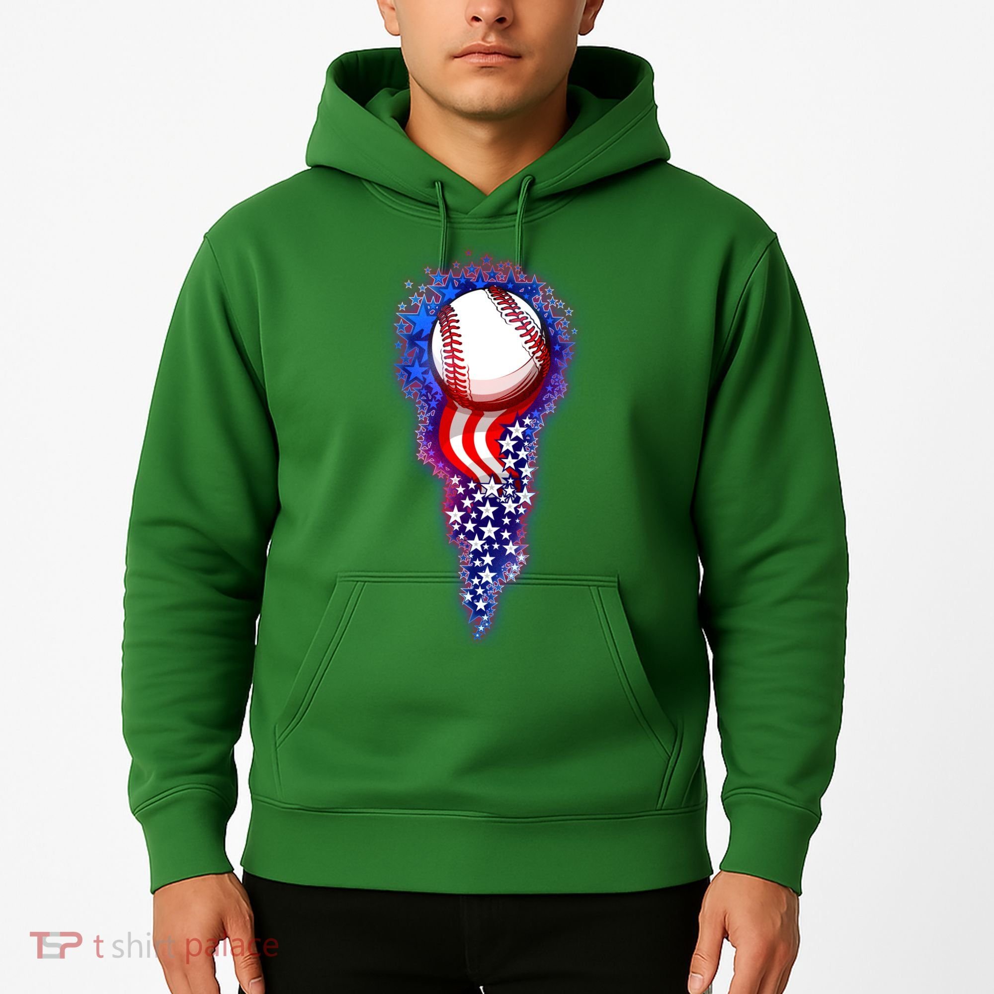 USA American Flag Baseball Star Comet Hoodie