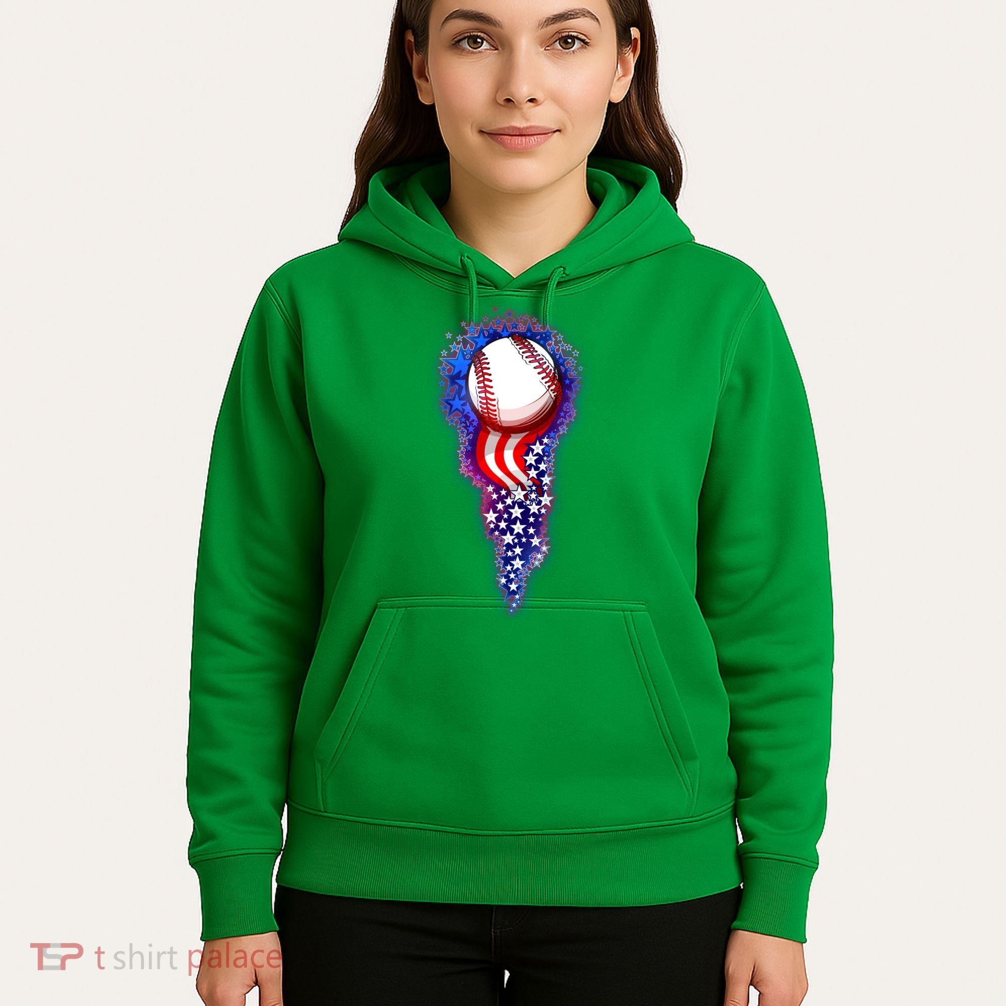 USA American Flag Baseball Star Comet Hoodie