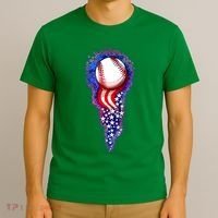 USA American Flag Baseball Star Comet T-Shirt thumb 3