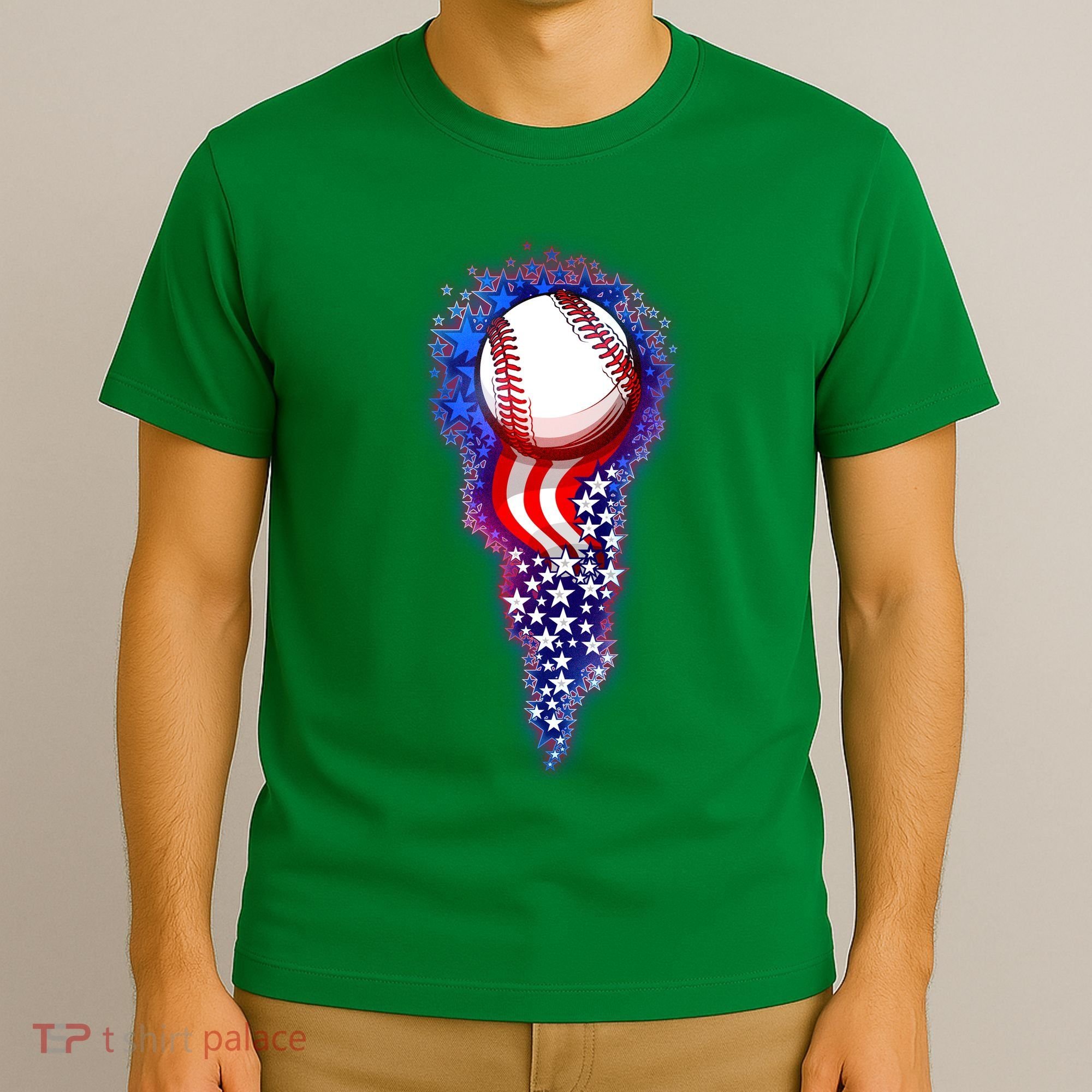 USA American Flag Baseball Star Comet T-Shirt