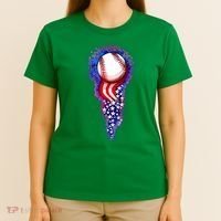 USA American Flag Baseball Star Comet T-Shirt thumb 4