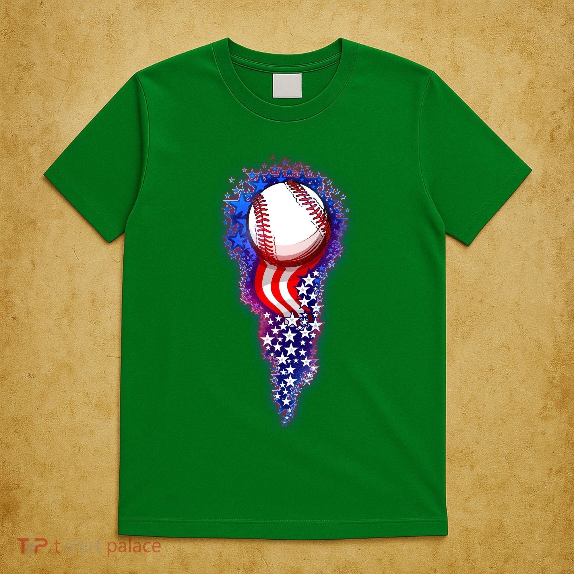USA American Flag Baseball Star Comet T-Shirt