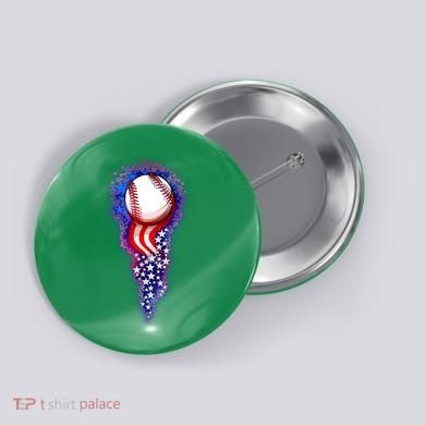 USA American Flag Baseball Star Comet Button