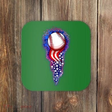 USA American Flag Baseball Star Comet Coaster