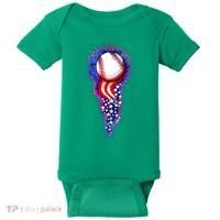 USA American Flag Baseball Star Comet Baby Bodysuit thumb 0
