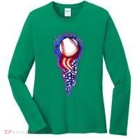USA American Flag Baseball Star Comet Women's Long Sleeve Shirt thumb 0