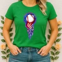 USA American Flag Baseball Star Comet Women's T-Shirt thumb 2