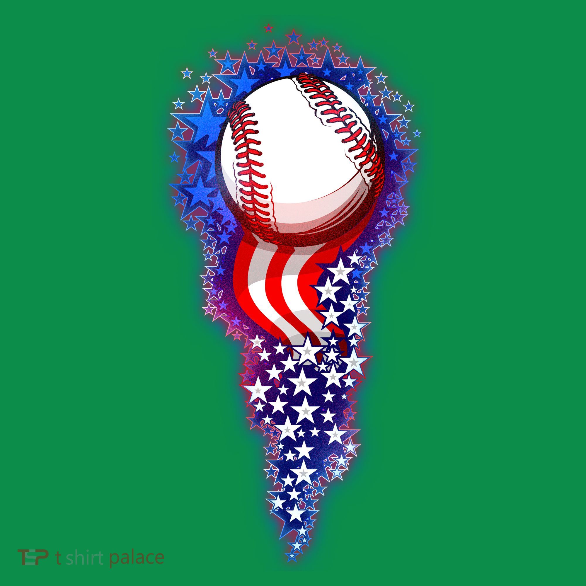USA American Flag Baseball Star Comet Women's T-Shirt