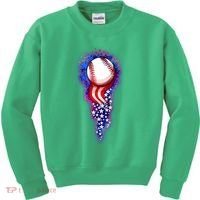 USA American Flag Baseball Star Comet Kids Sweatshirt thumb 0