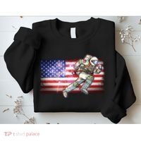 USA American Flag 4th Of July Fireworks Astronaut Sweatshirt thumb 2