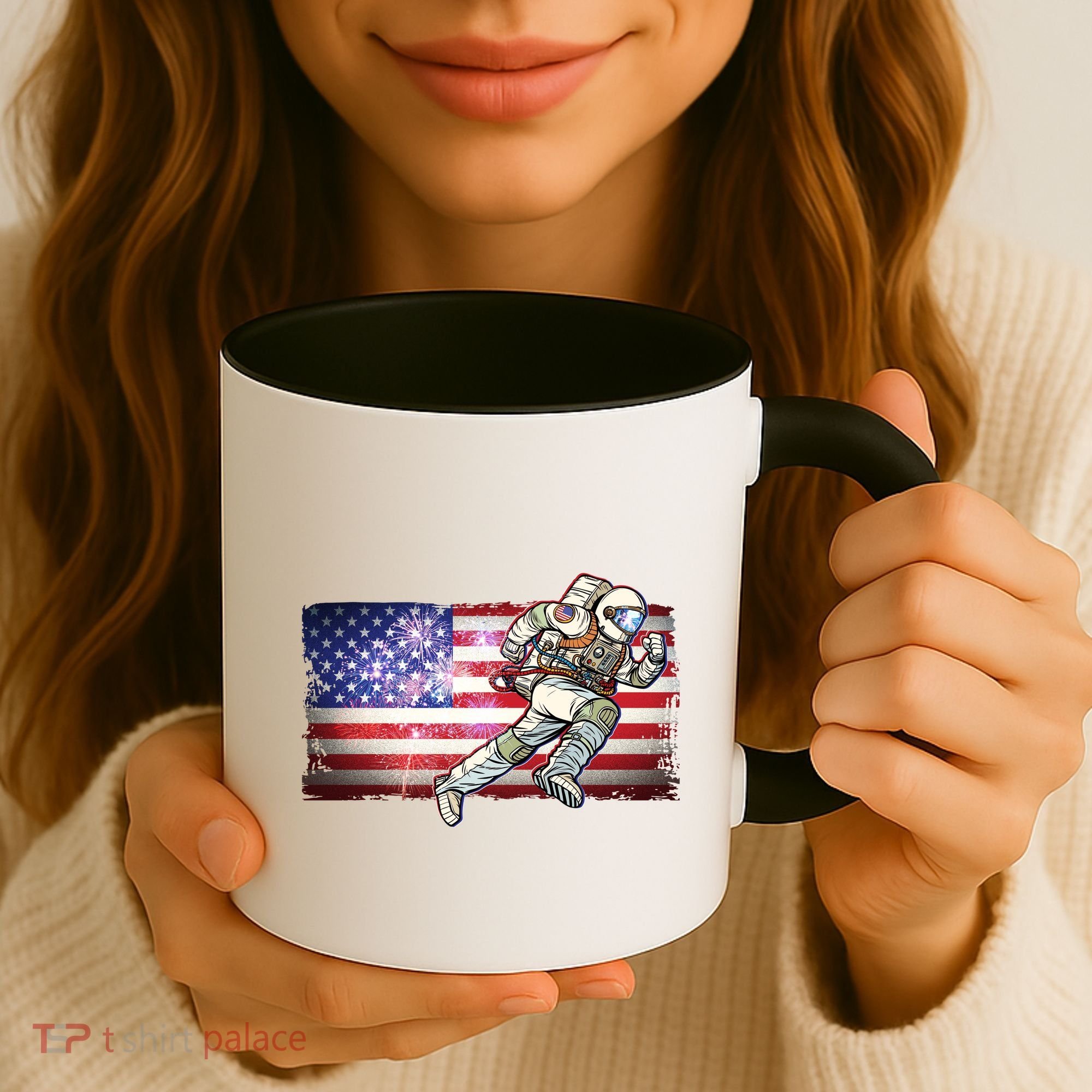 USA American Flag 4th Of July Fireworks Astronaut Coffee Mug