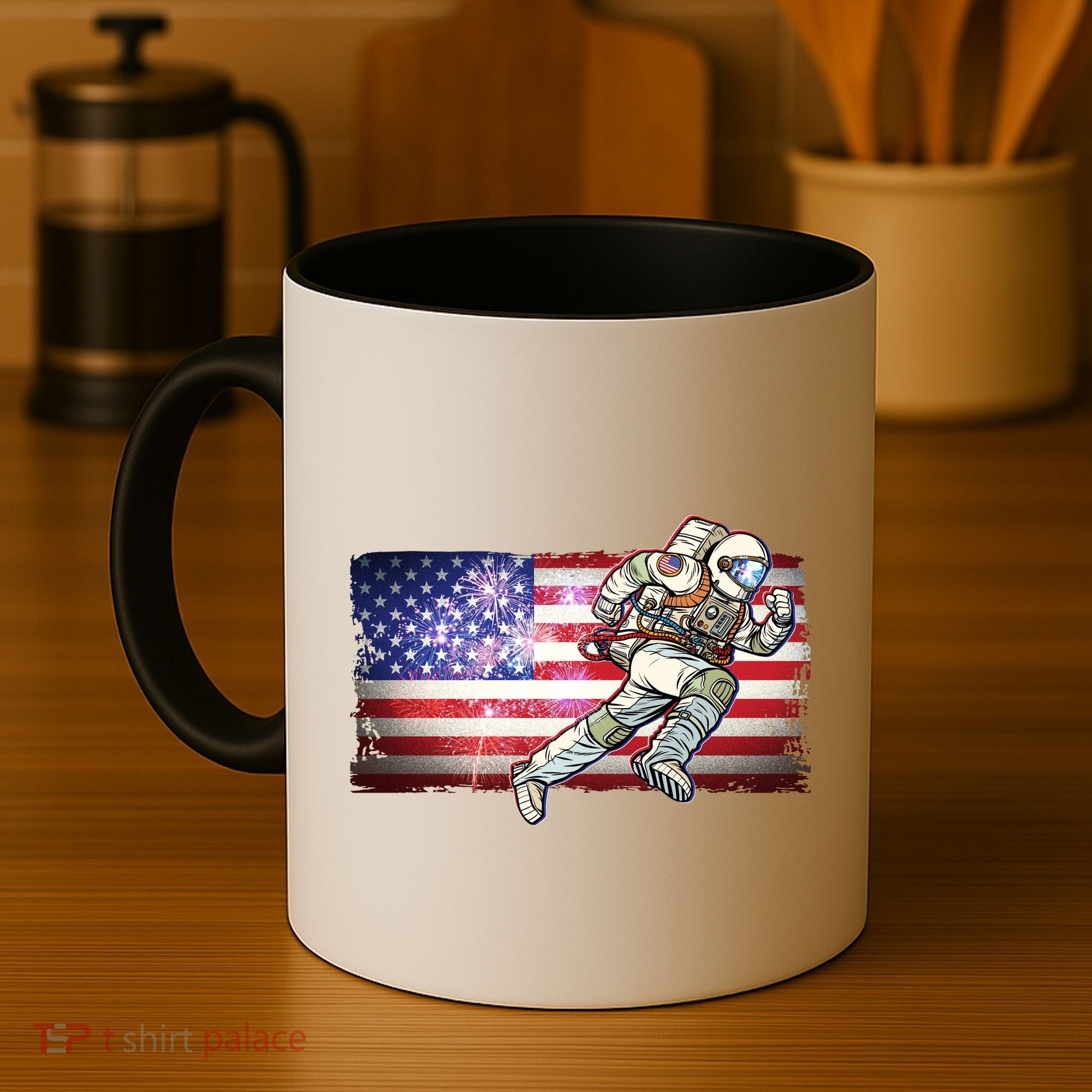 USA American Flag 4th Of July Fireworks Astronaut Coffee Mug
