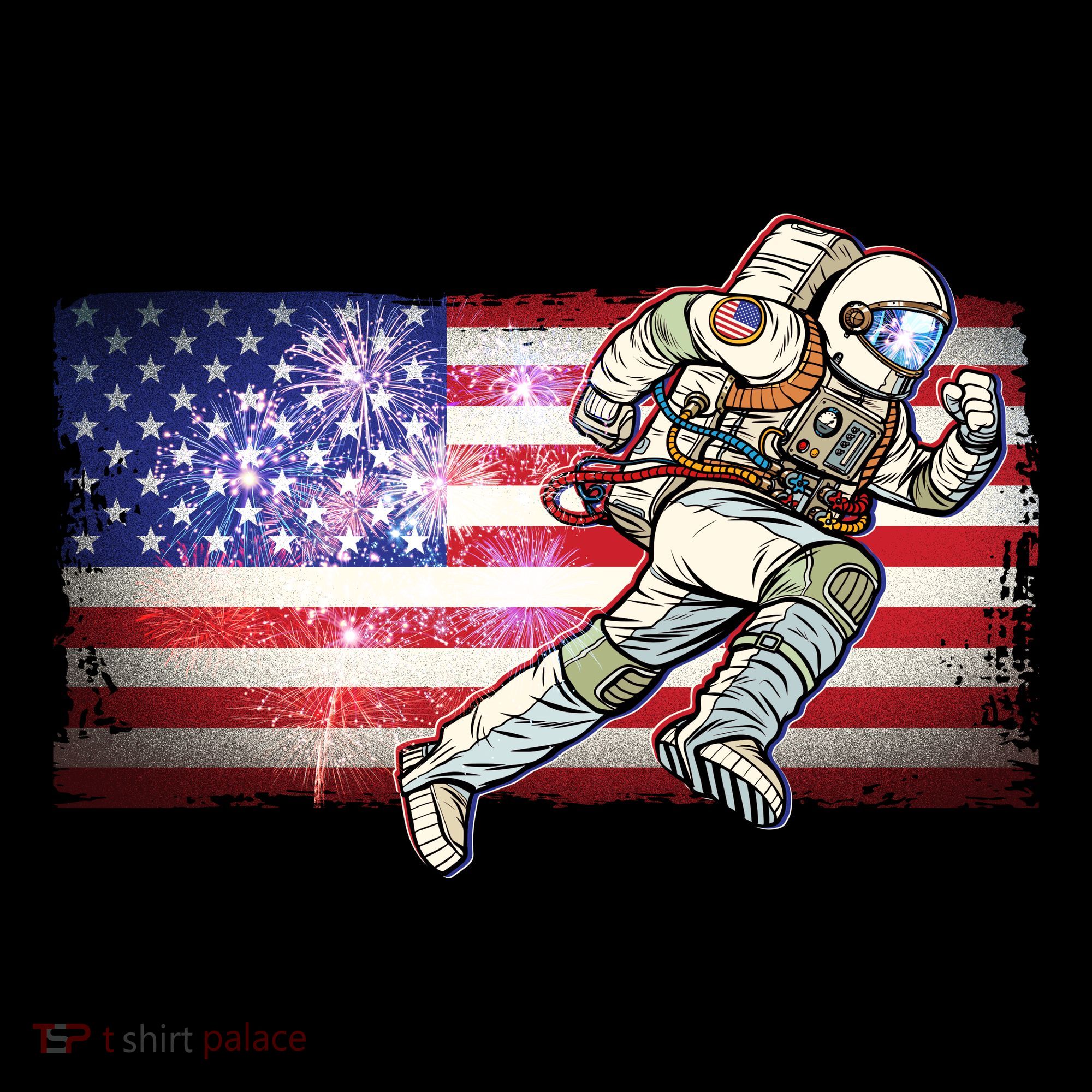 USA American Flag 4th Of July Fireworks Astronaut Coffee Mug