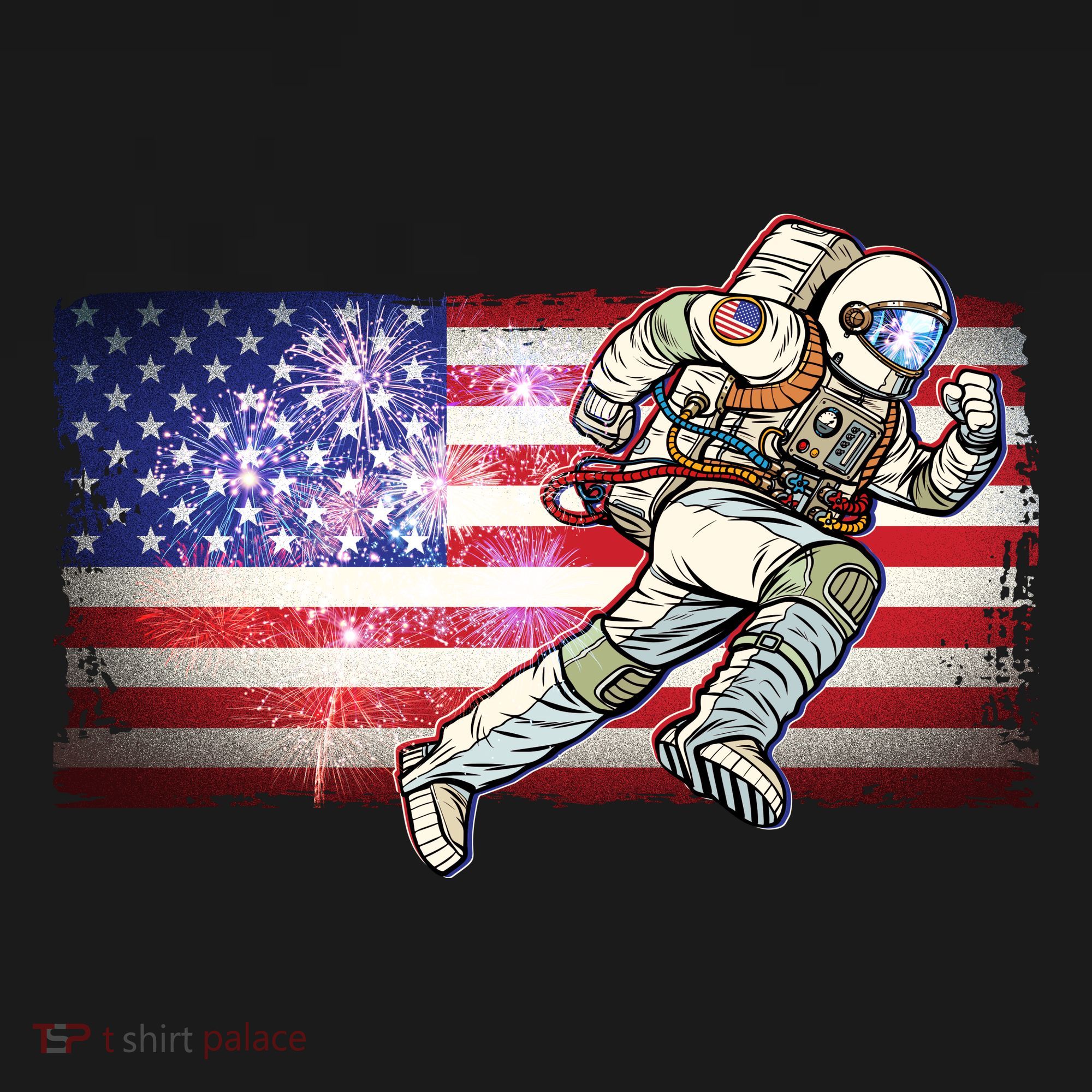 USA American Flag 4th Of July Fireworks Astronaut Baby Bodysuit