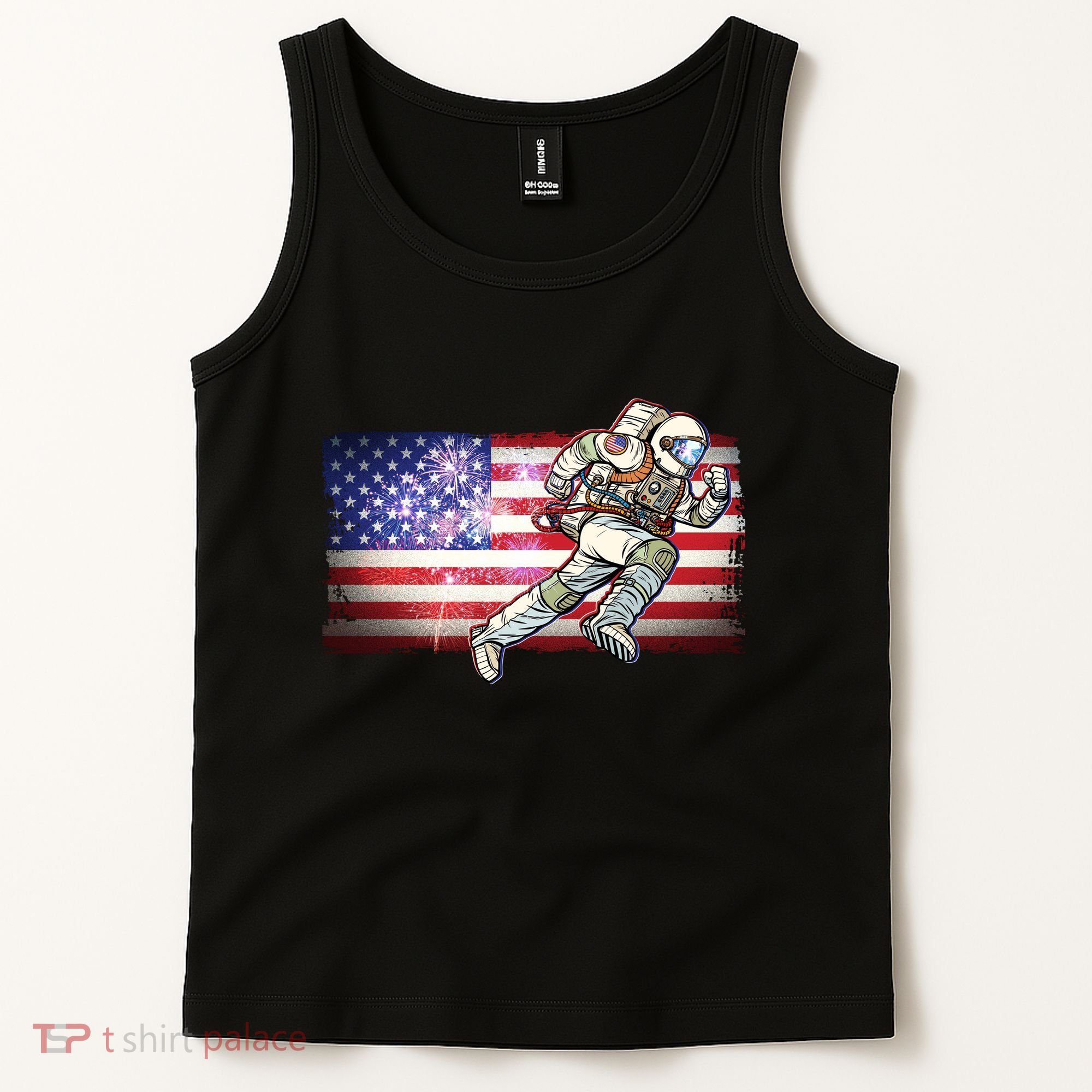 USA American Flag 4th Of July Fireworks Astronaut Tank Top