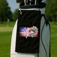 USA American Flag 4th Of July Fireworks Astronaut Golf Towel thumb 2
