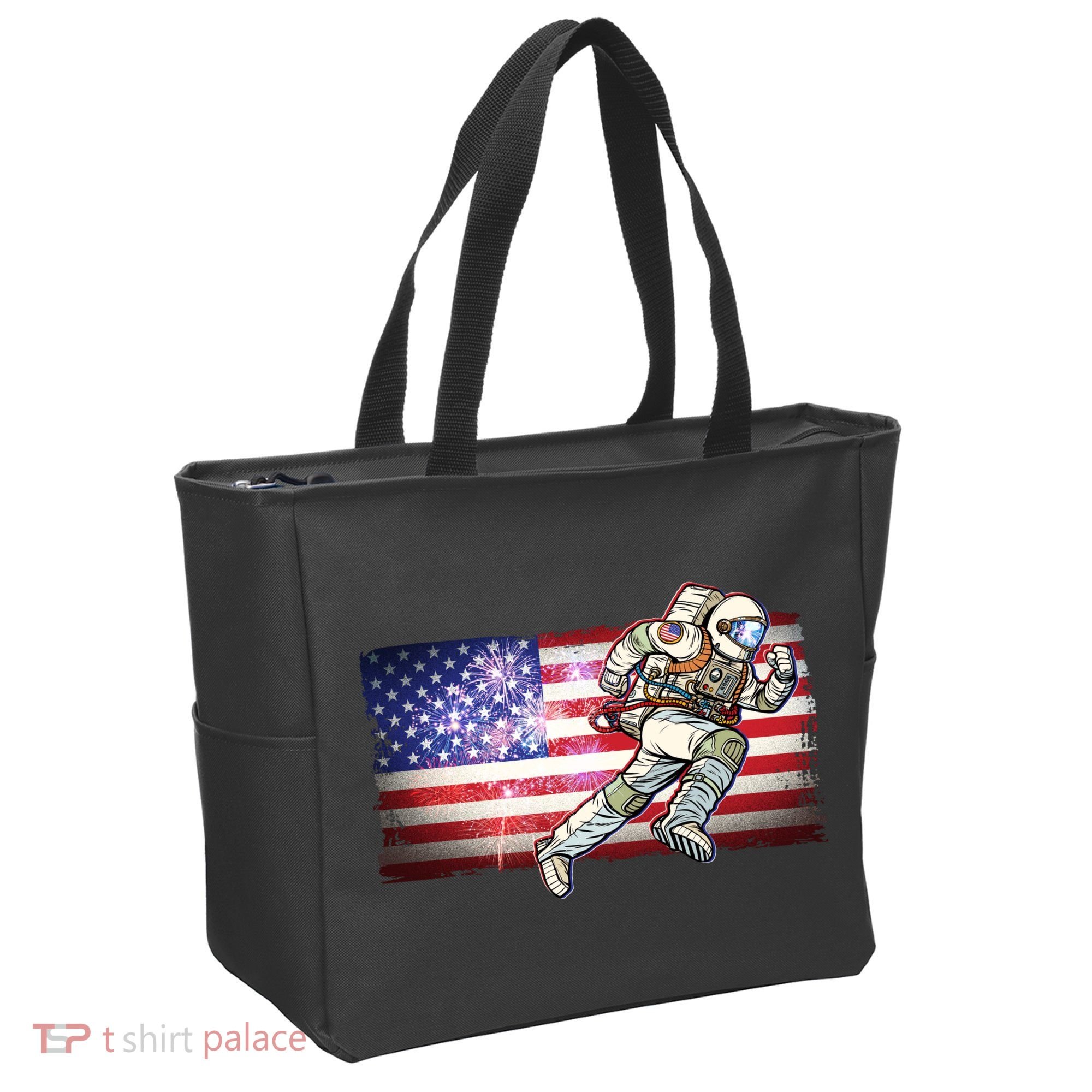 USA American Flag 4th Of July Fireworks Astronaut Tote Bag