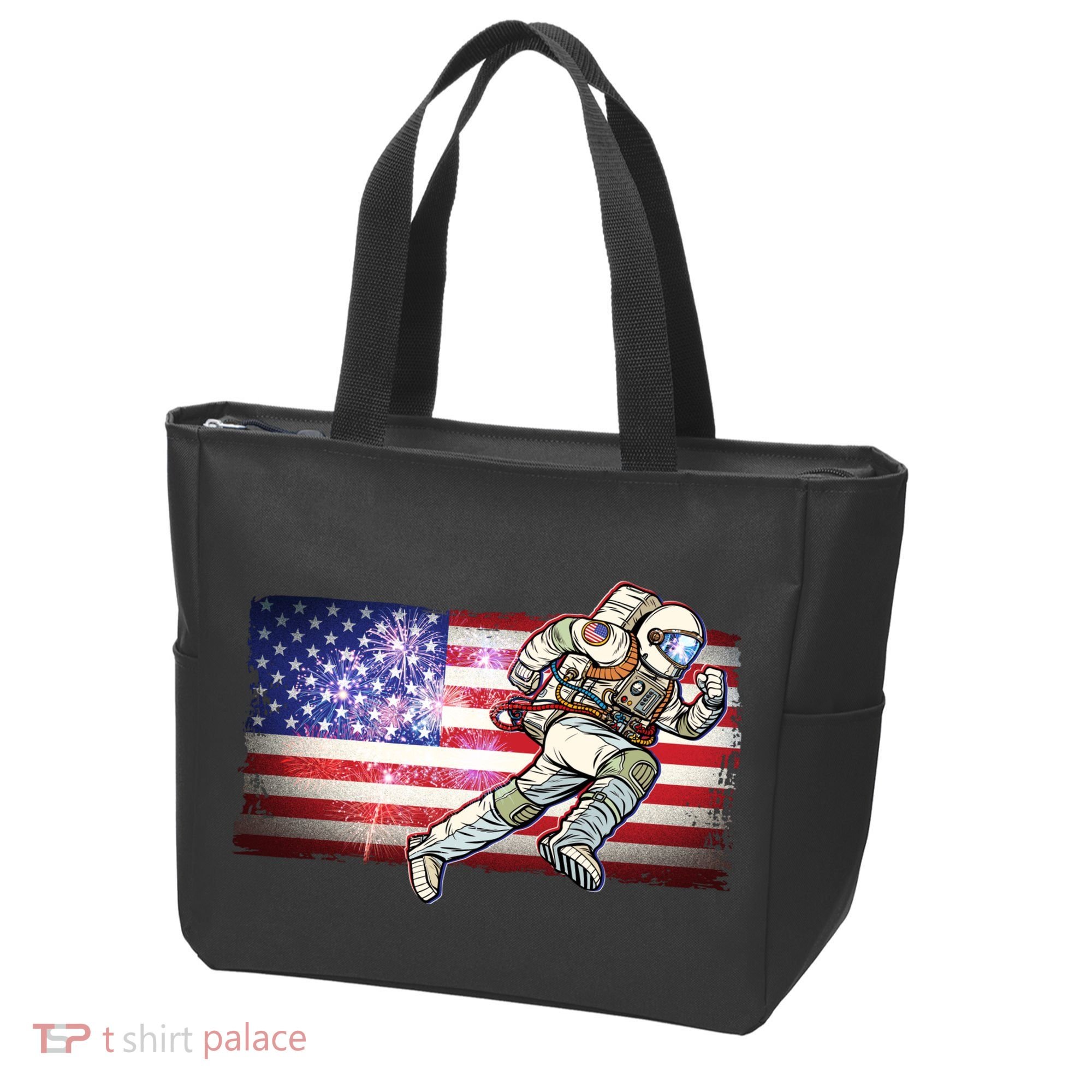 USA American Flag 4th Of July Fireworks Astronaut Tote Bag