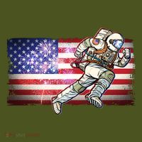 USA American Flag 4th Of July Fireworks Astronaut Mousepad thumb 1