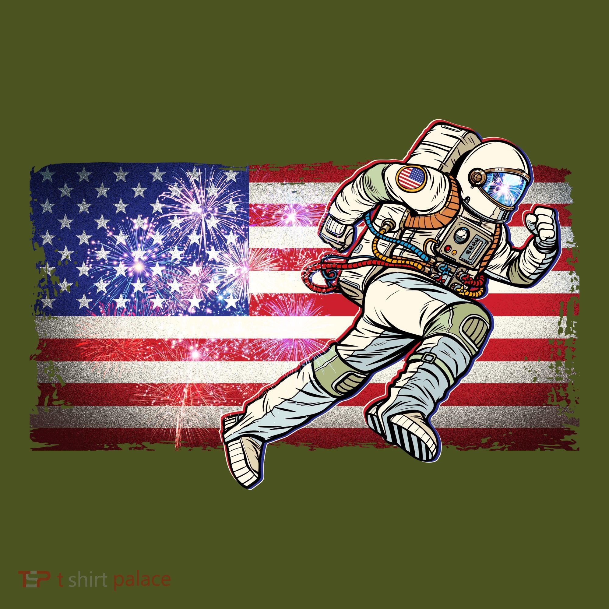 USA American Flag 4th Of July Fireworks Astronaut Mousepad