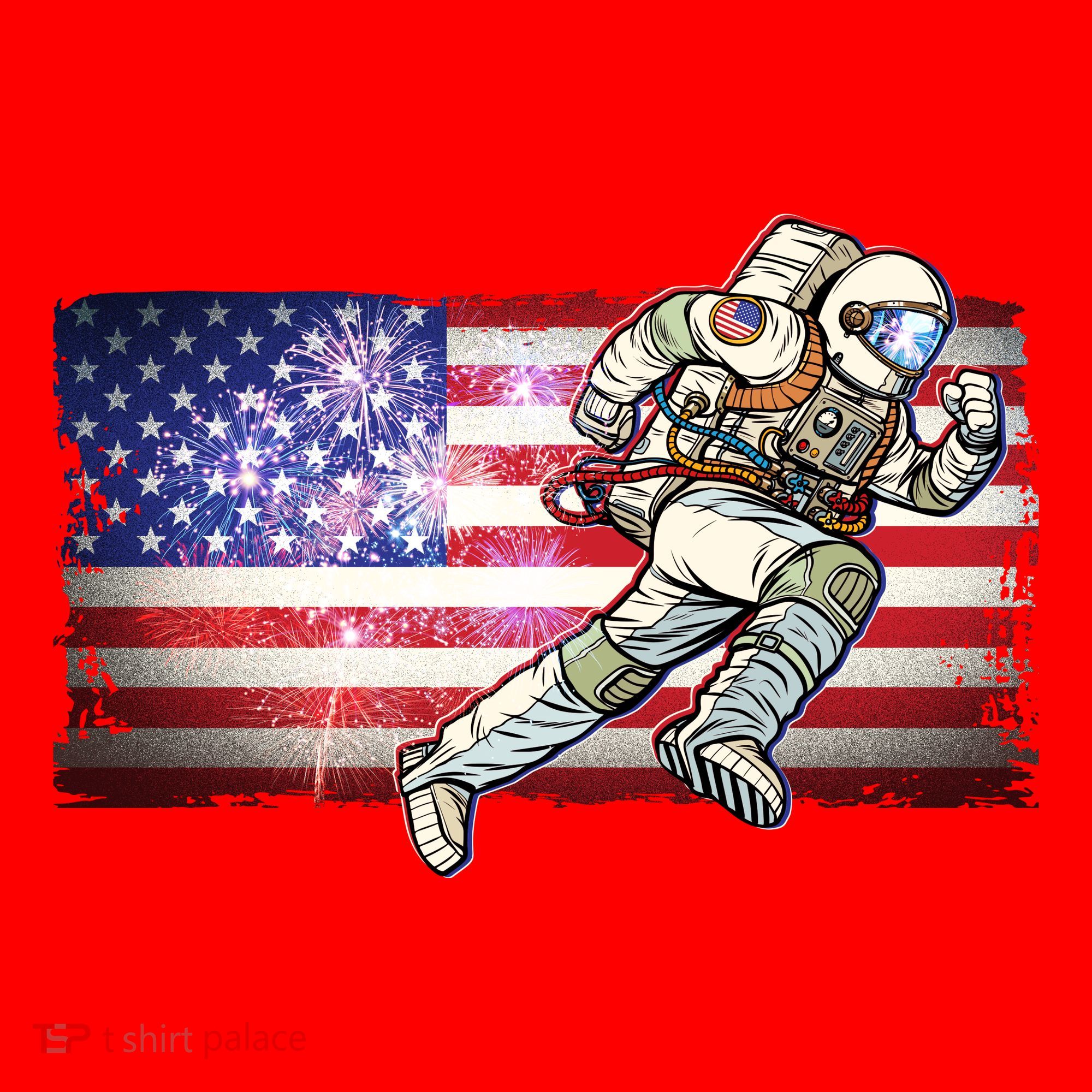 USA American Flag 4th Of July Fireworks Astronaut Santa Hat