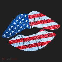 USA American Flag Sparkle Lip Makeup Women's Sweatshirt thumb 2