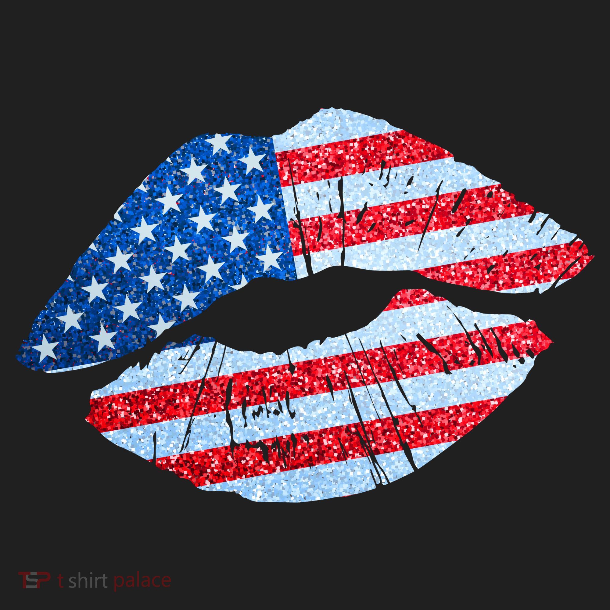 USA American Flag Sparkle Lip Makeup Women's Sweatshirt