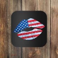USA American Flag Sparkle Lip Makeup Coaster thumb 0