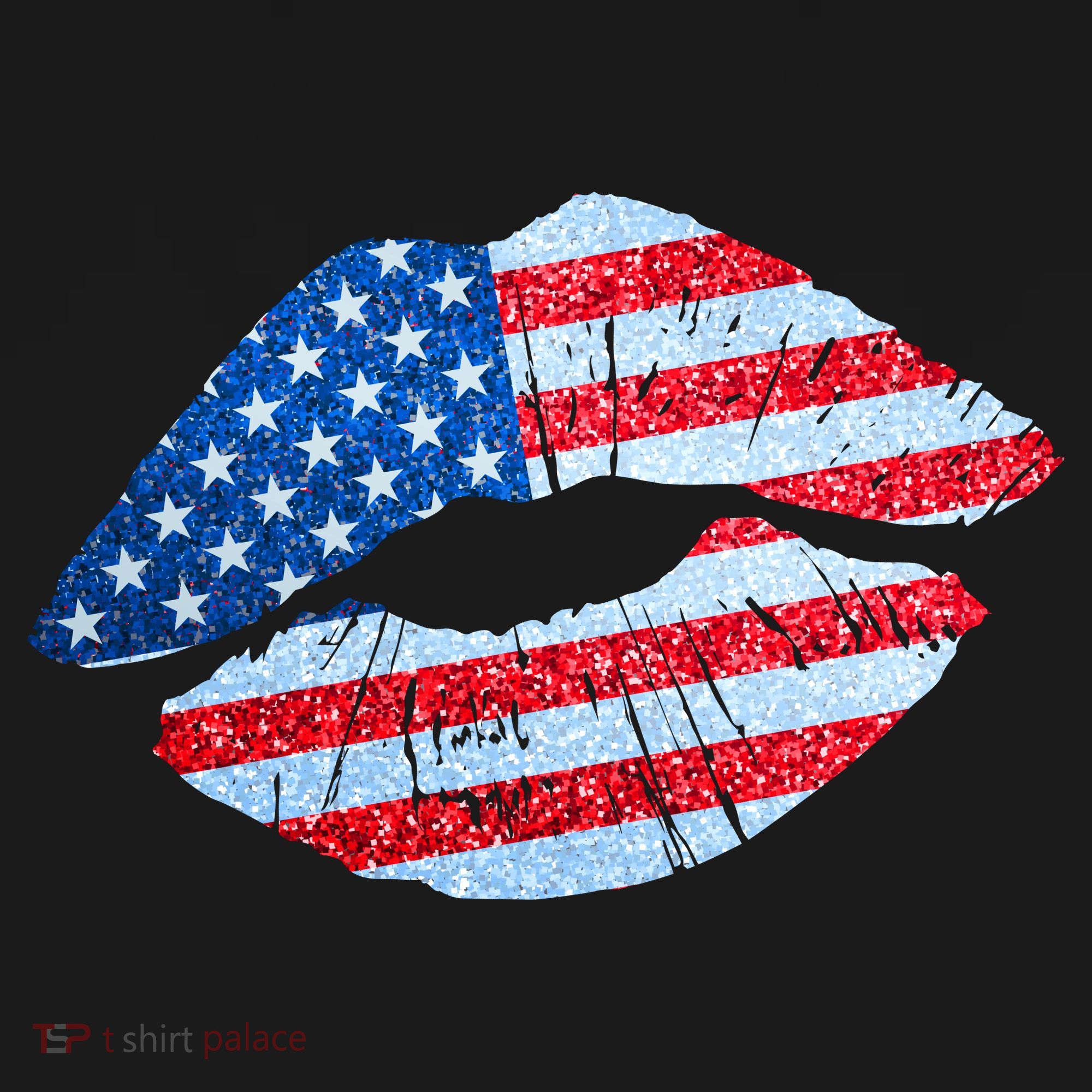 USA American Flag Sparkle Lip Makeup Coaster