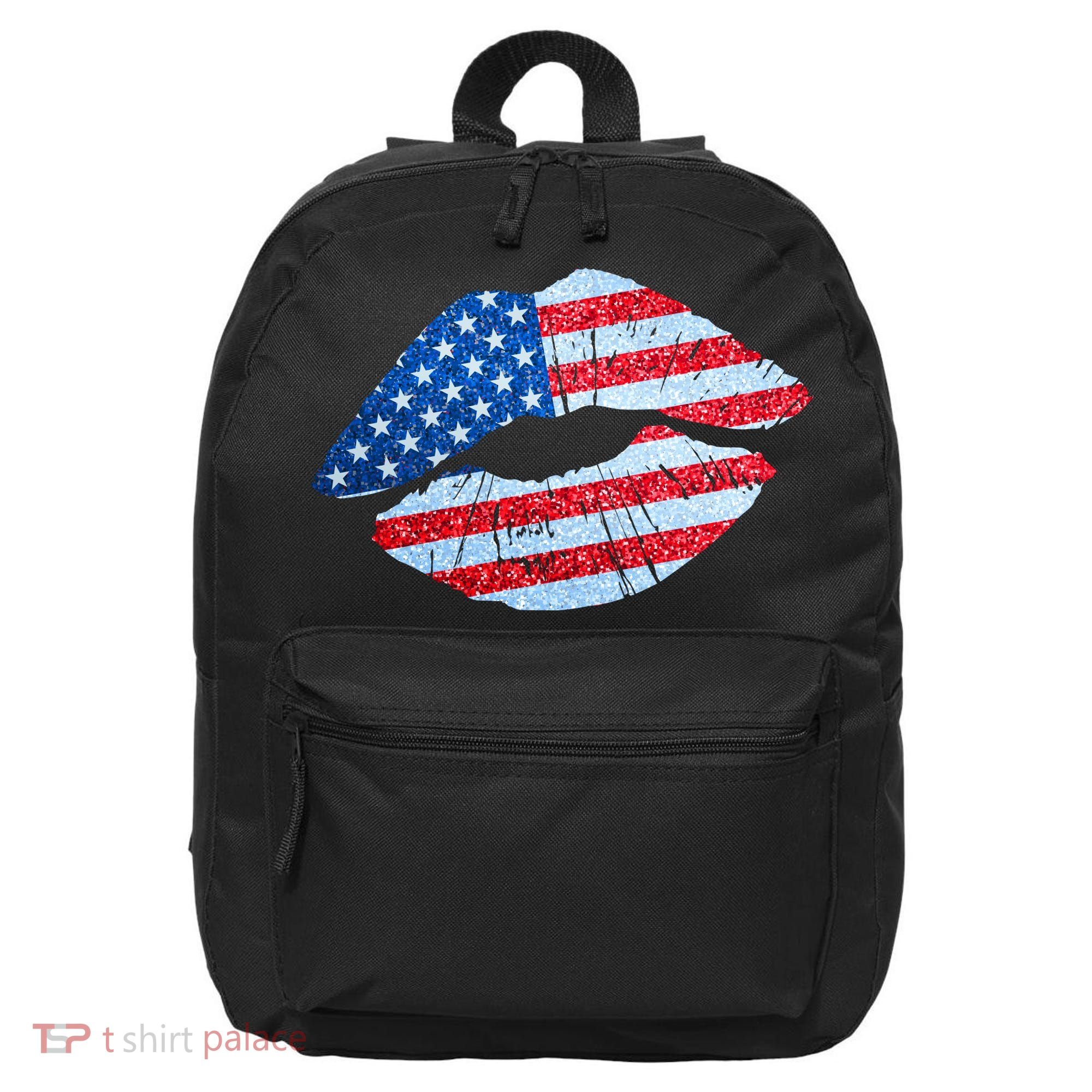 USA American Flag Sparkle Lip Makeup 16 in Basic Backpack
